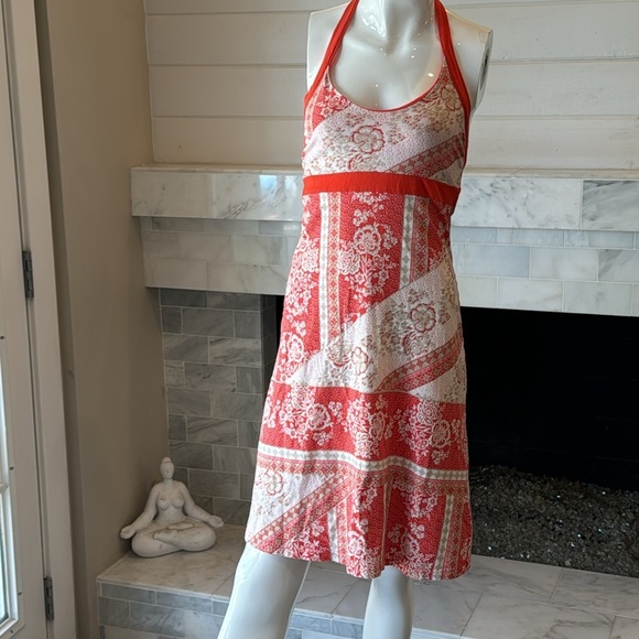 Patagonia Red Floral Oganic Cotton Stretchy Halter Dress Size XS - Picture 3 of 10